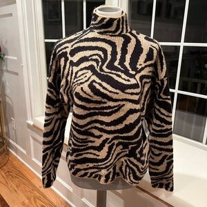 Zebra Print Mock Neck Sweater